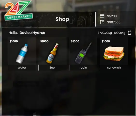 Preview of SuperMarket script - Hydrus - [FREE][ESX]