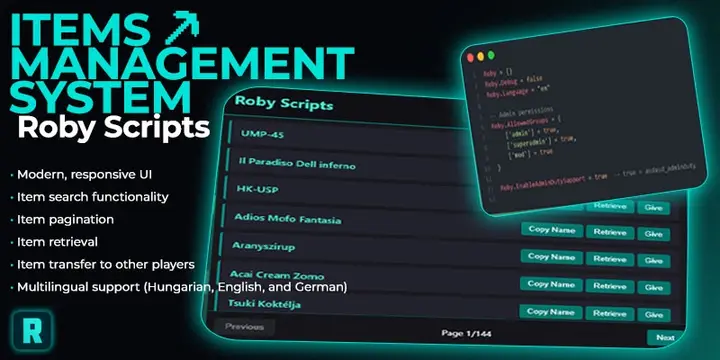 Preview of Roby Items - Modern Item Management UI for FiveM