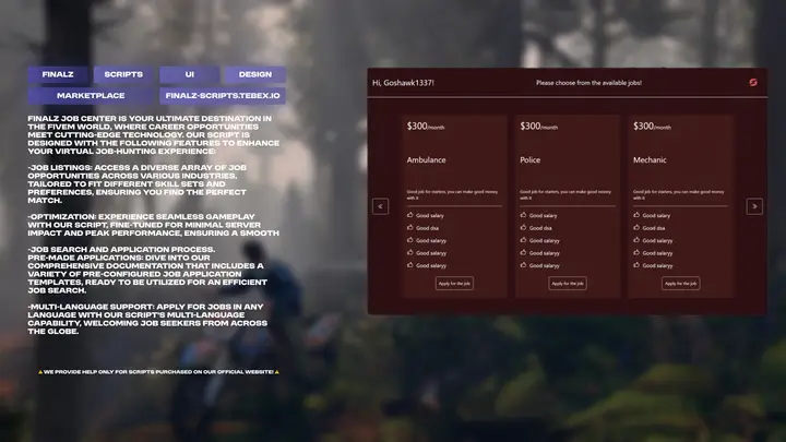 Preview of [QB][ESX][FREE] FinalZ- jobcenter