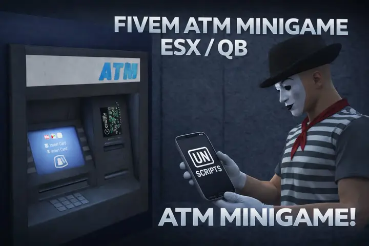 Preview of [FREE] UN ATM Robbery | ESX / QBCore | Multiple Minigames | Configurable