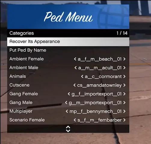 Preview of [Release] [Free] Menu Ped RageUI