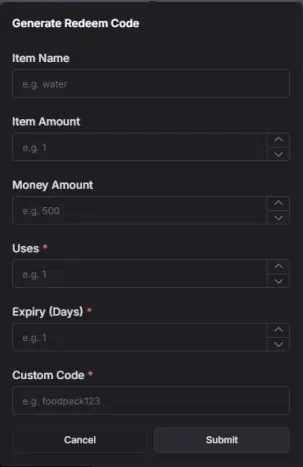 Preview of Redeem code system