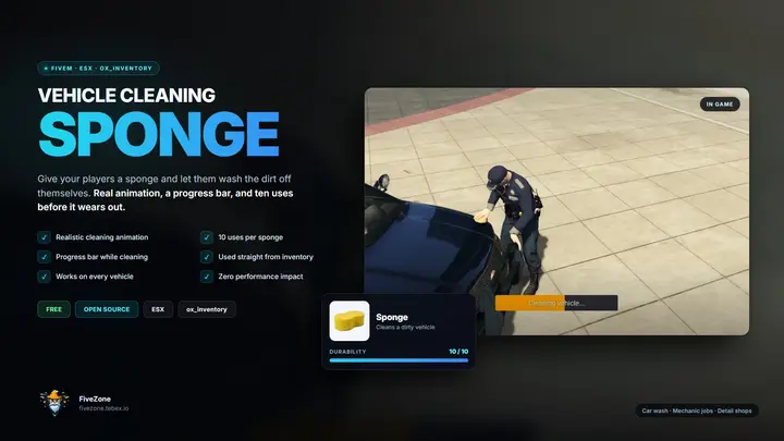 Preview of [FREE] [ESX] Ultimate Vehicle Cleaning Sponge Script🧽