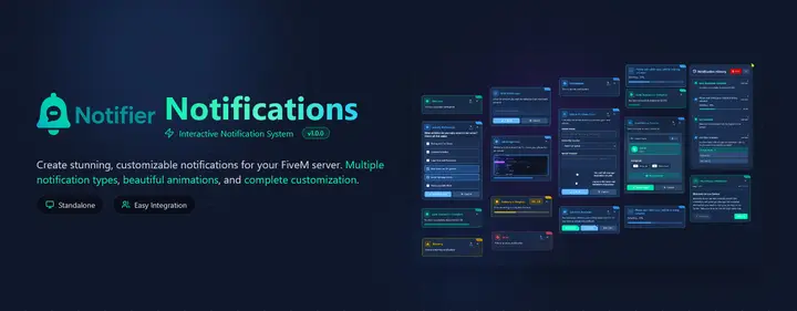 Preview of Notifier Notifications (Player Selections, Interactive, Inputs, Forms, Surveys, Step Wizard and more!)