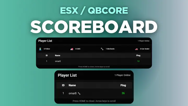 Preview of [FREE] [ESX-QBCore] Scoreboard Script