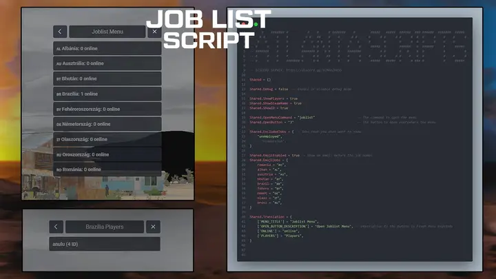 Preview of FiveM Joblist Menu (FREE)