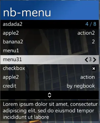 Preview of [Free][Lib]nb-menu | menu framework