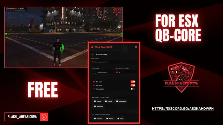 Preview of [FREE] [ESX/QB] Flash SafeZone V2 - In-Game Editor, Polyzones, No-SQL & Optimized