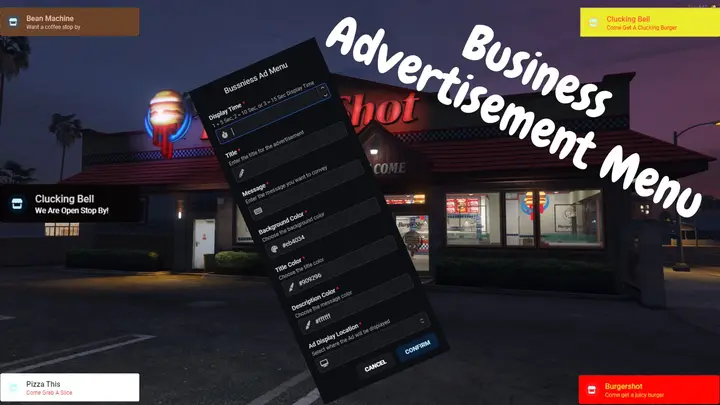 Preview of [ESX] [QBCore] [FREE] Business Advertisement Menu Using OxLib