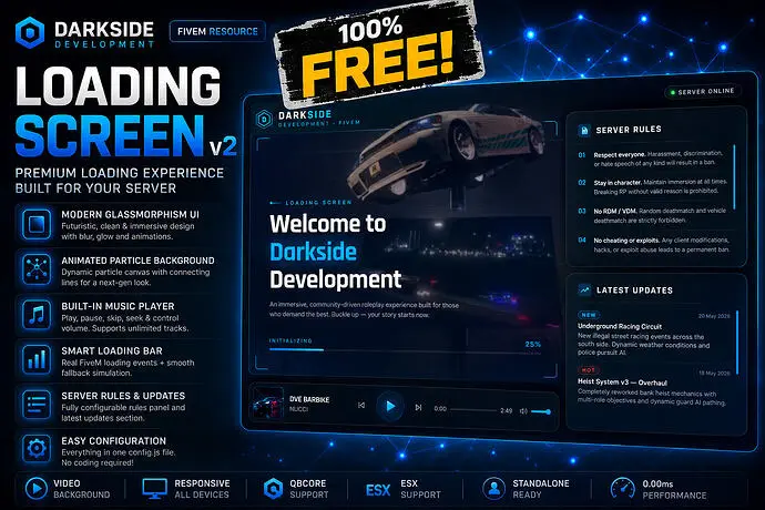 Preview of [FREE] [OPEN SOURCE] Darkside Development — Premium Glassmorphism Loading Screen v2